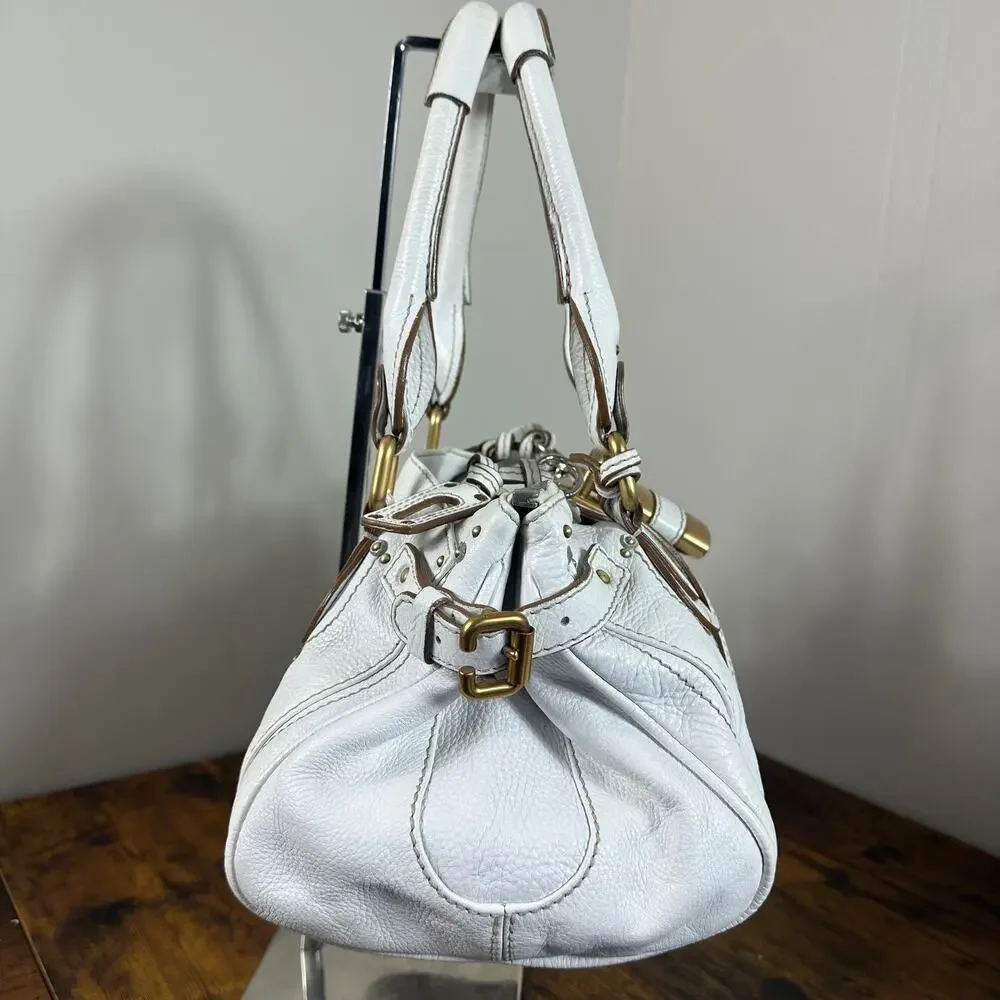 Chloe Paddington White Leather Satchel Bag Vintage Authentic - Picture 8 of 16